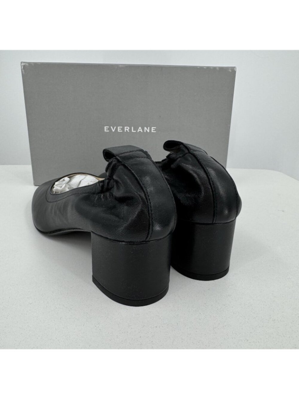 Everlane Italian Leather Day Heel size 8 Women's Black Elastic Back Comfort - Picture 9 of 11
